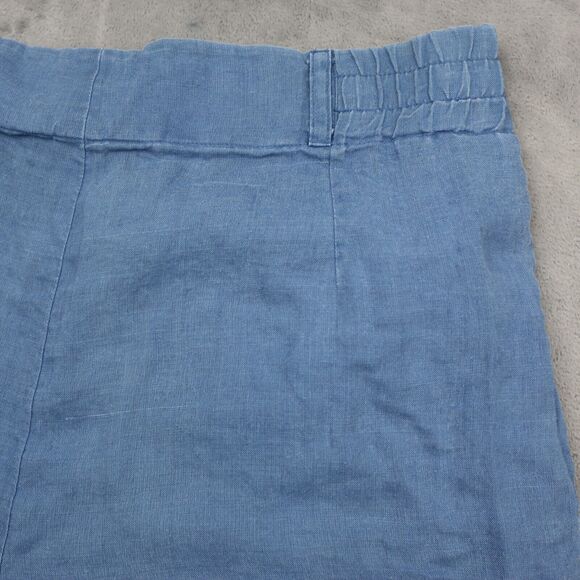 ISHU Shorts Womens 10 Blue Bermuda High Rise Elastic Waist Button Zip Pleated - Picture 13 of 15